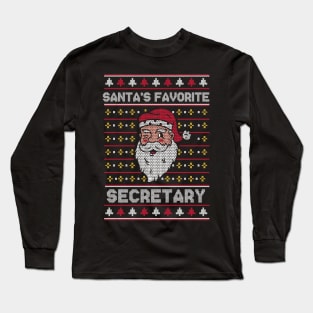 Santa's Favorite Secretary // Funny Ugly Christmas Sweater // Secretary Holiday Xmas Long Sleeve T-Shirt